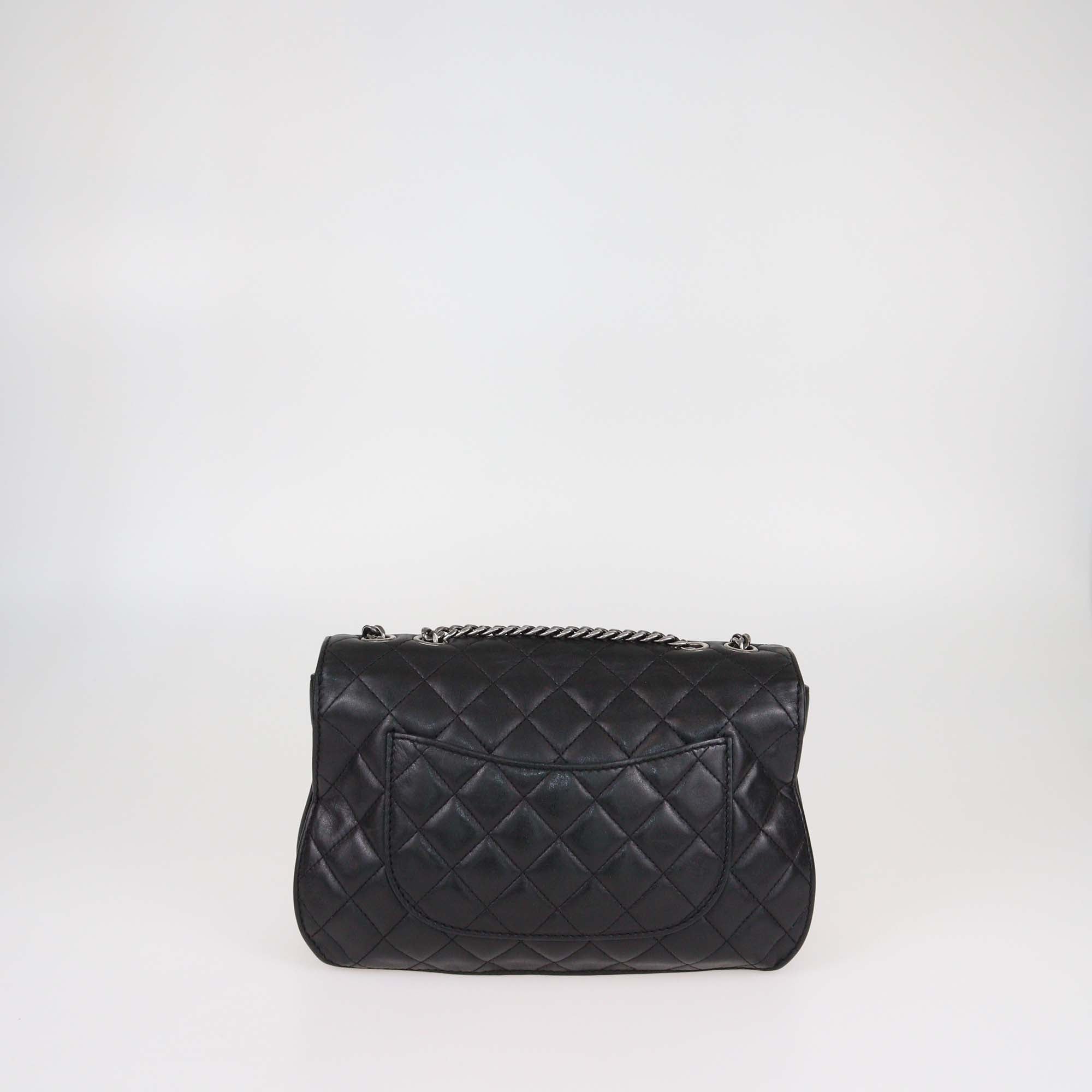 Chanel Black Quilted Leather Double Compartment Flap Bag