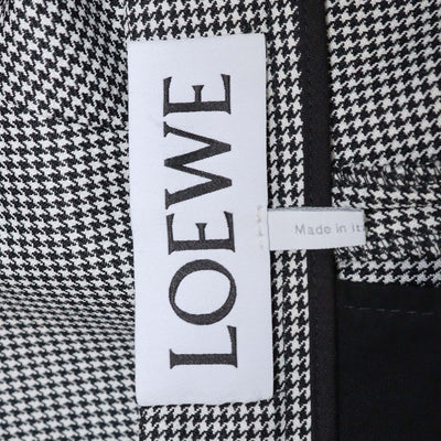 Loewe Black/White Blend Wool Checkered Wide Leg Pants