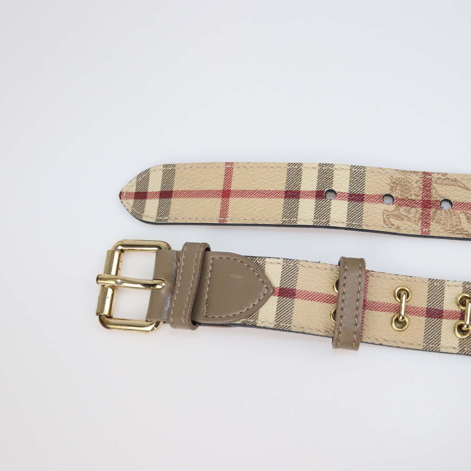 Burberry Beige Haymarket Coated Canvas Grommet Belt