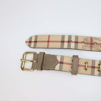 Burberry Beige Haymarket Coated Canvas Grommet Belt