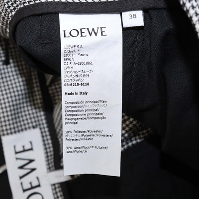 Loewe Black/White Blend Wool Checkered Wide Leg Pants