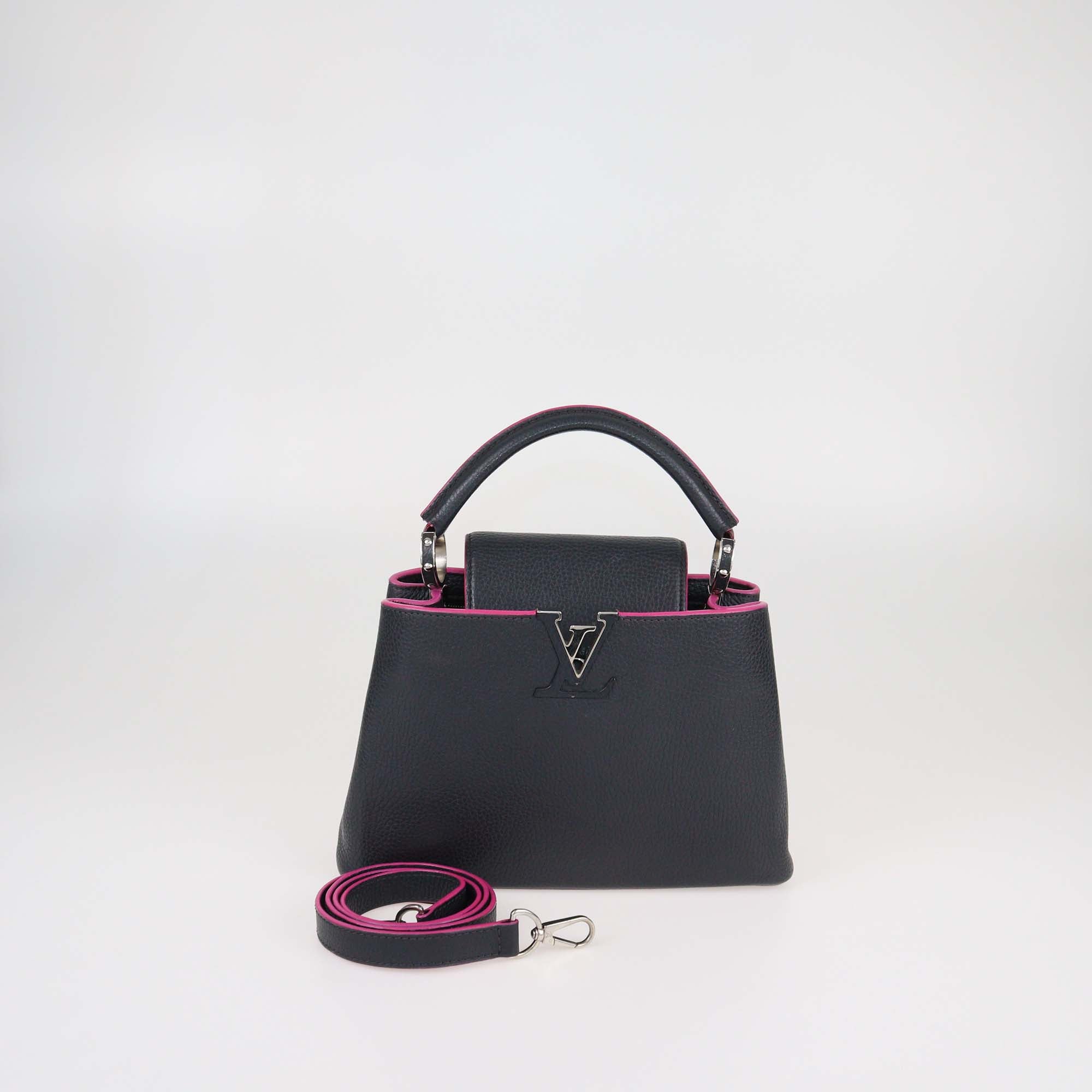 Louis Vuitton Black/Fuchsia Leather Capucines BB Bag