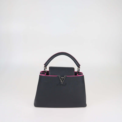 Louis Vuitton Black/Fuchsia Leather Capucines BB Bag