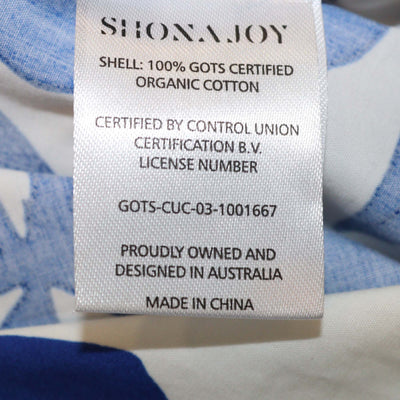 Shona Joy Ivory/Aqua Cotton Scallop Cutout Oversized Shirt