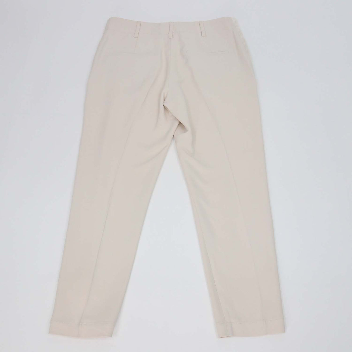 Brunello Cucinelli Ivory Acetate Silk Blend Straight Cut Pants