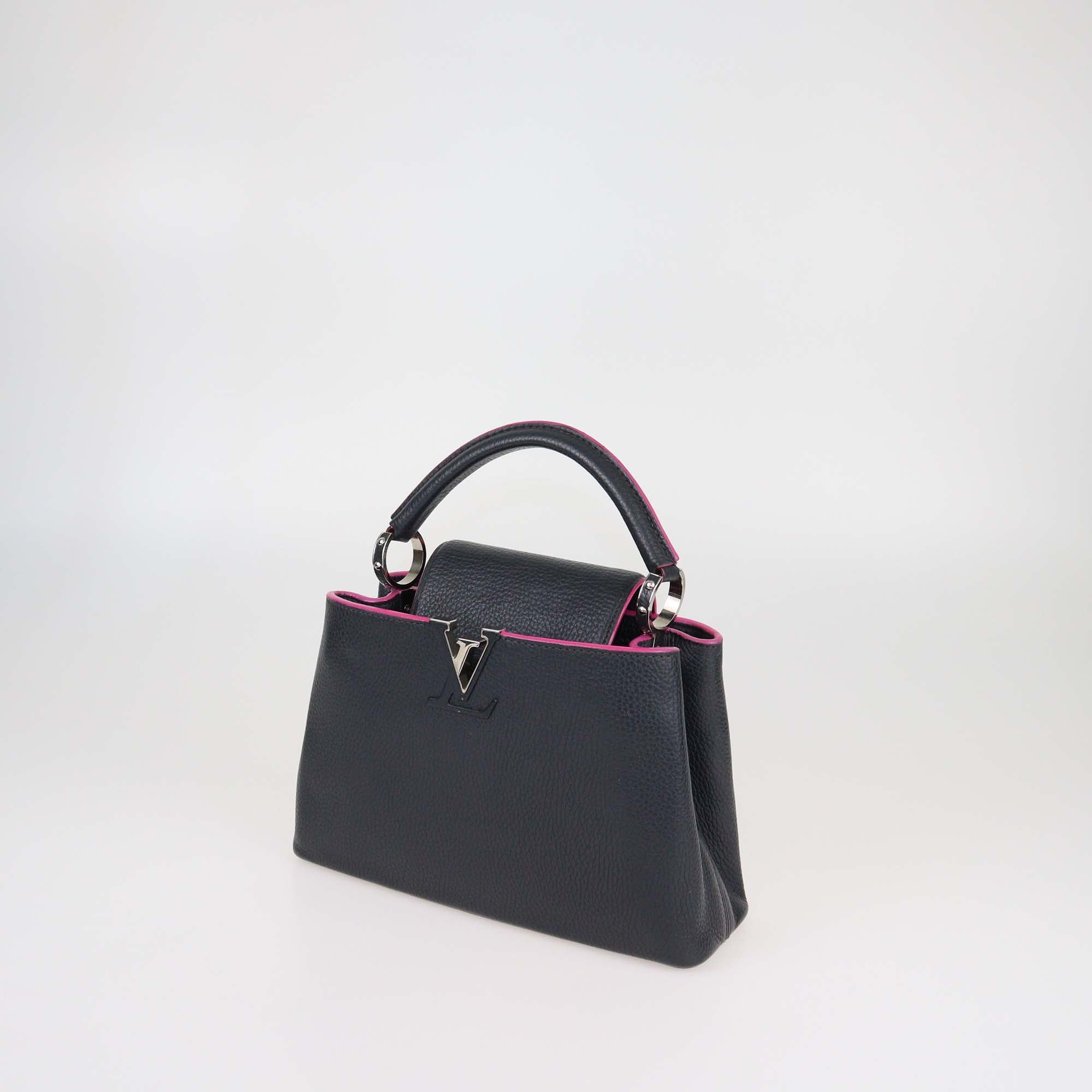 Louis Vuitton Black/Fuchsia Leather Capucines BB Bag