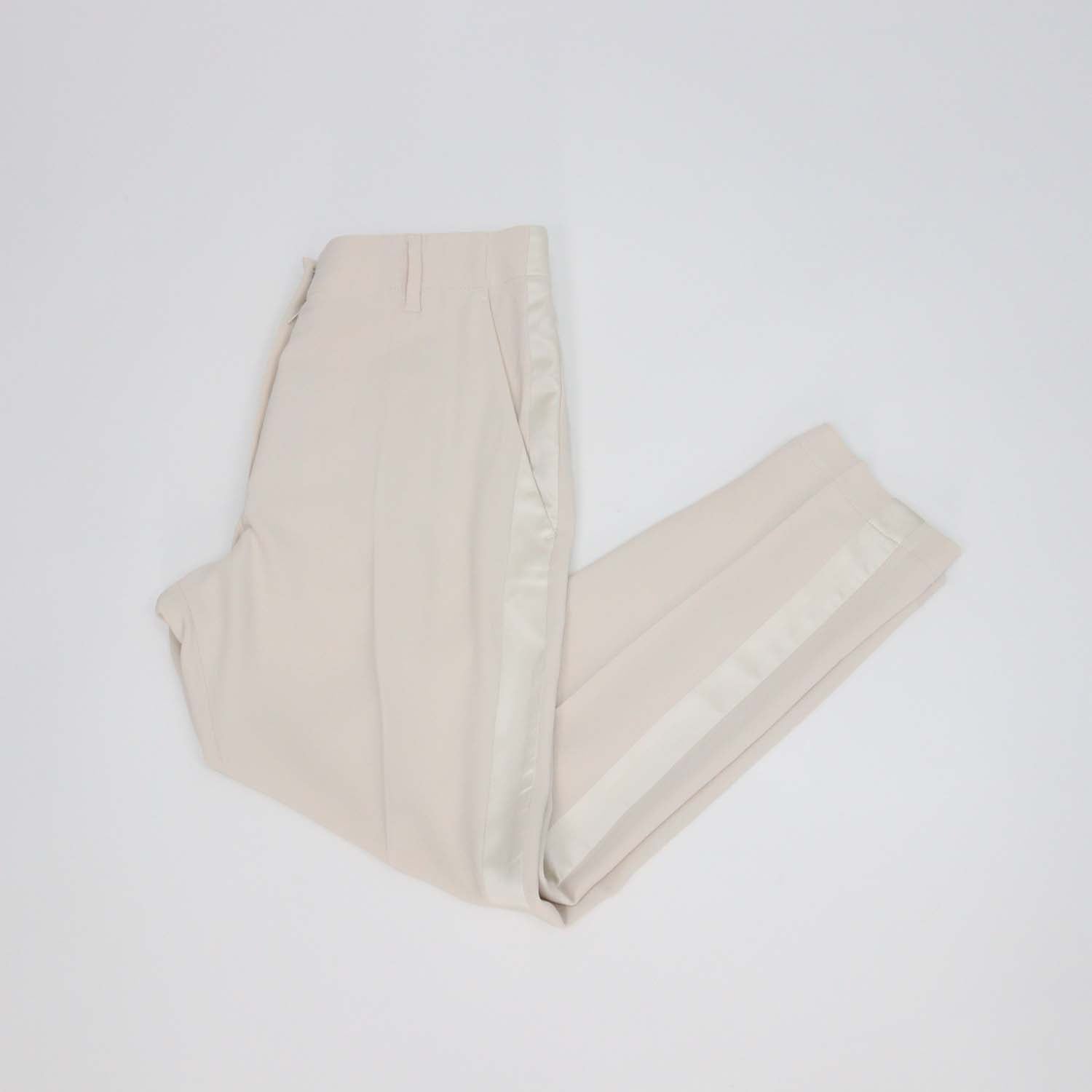 Brunello Cucinelli Ivory Acetate Silk Blend Straight Cut Pants