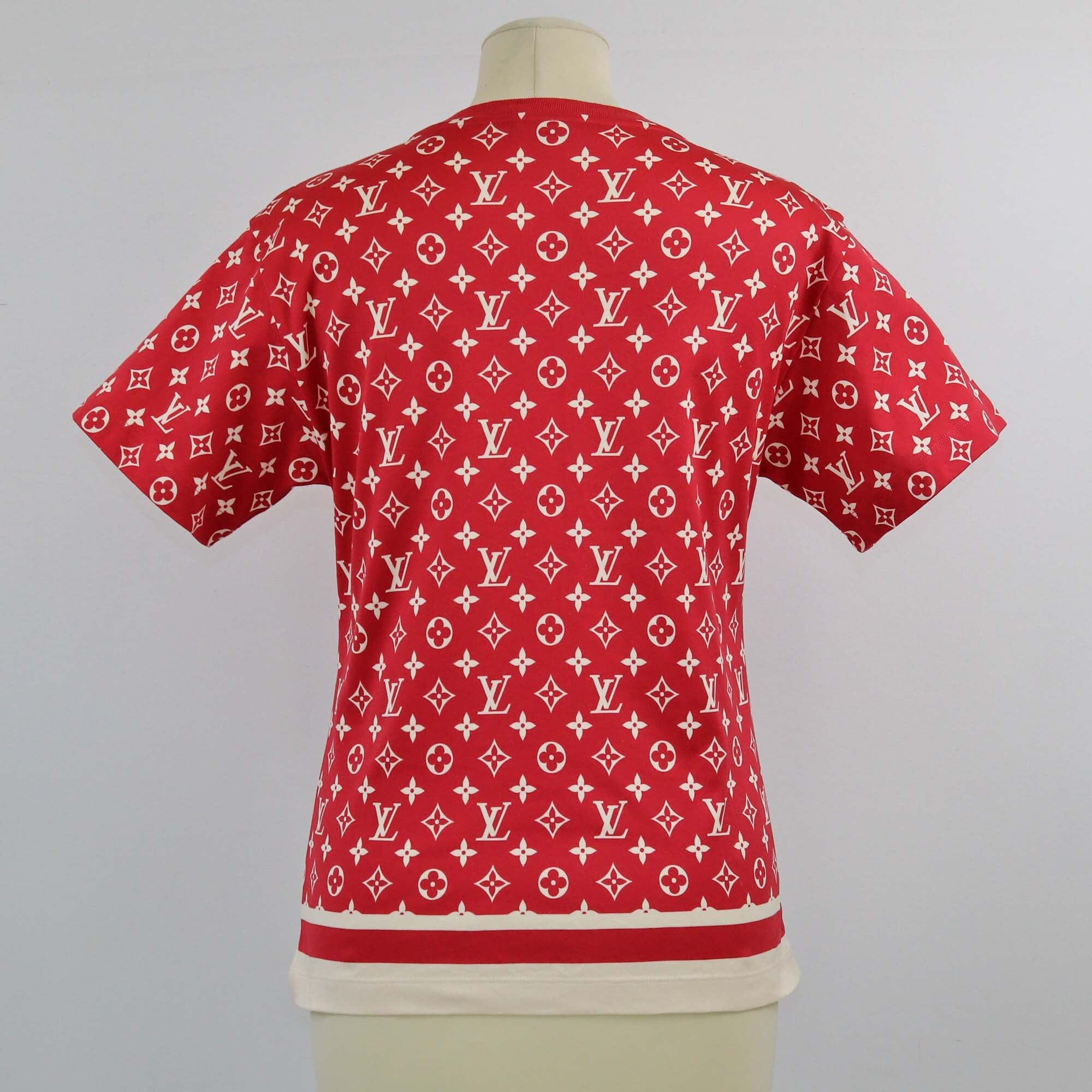 Louis Vuitton Red Stripe Accent Monogram T-Shirt Womens Louis Vuitton 