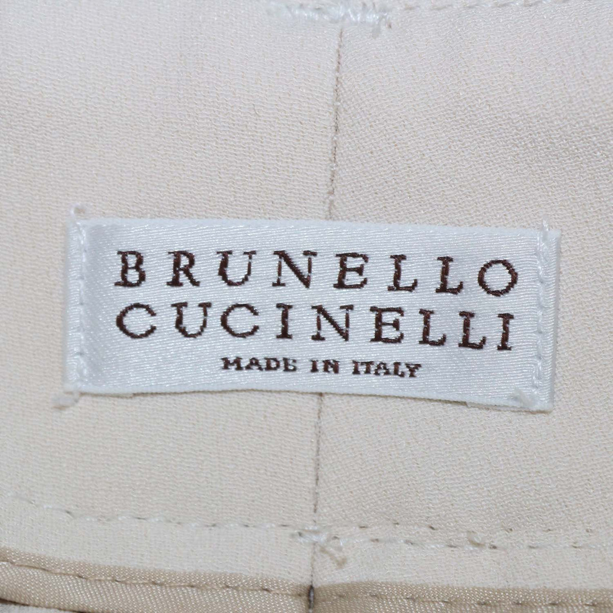Brunello Cucinelli Ivory Acetate Silk Blend Straight Cut Pants