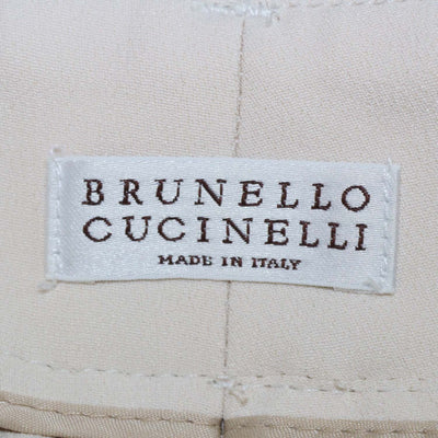Brunello Cucinelli Ivory Acetate Silk Blend Straight Cut Pants