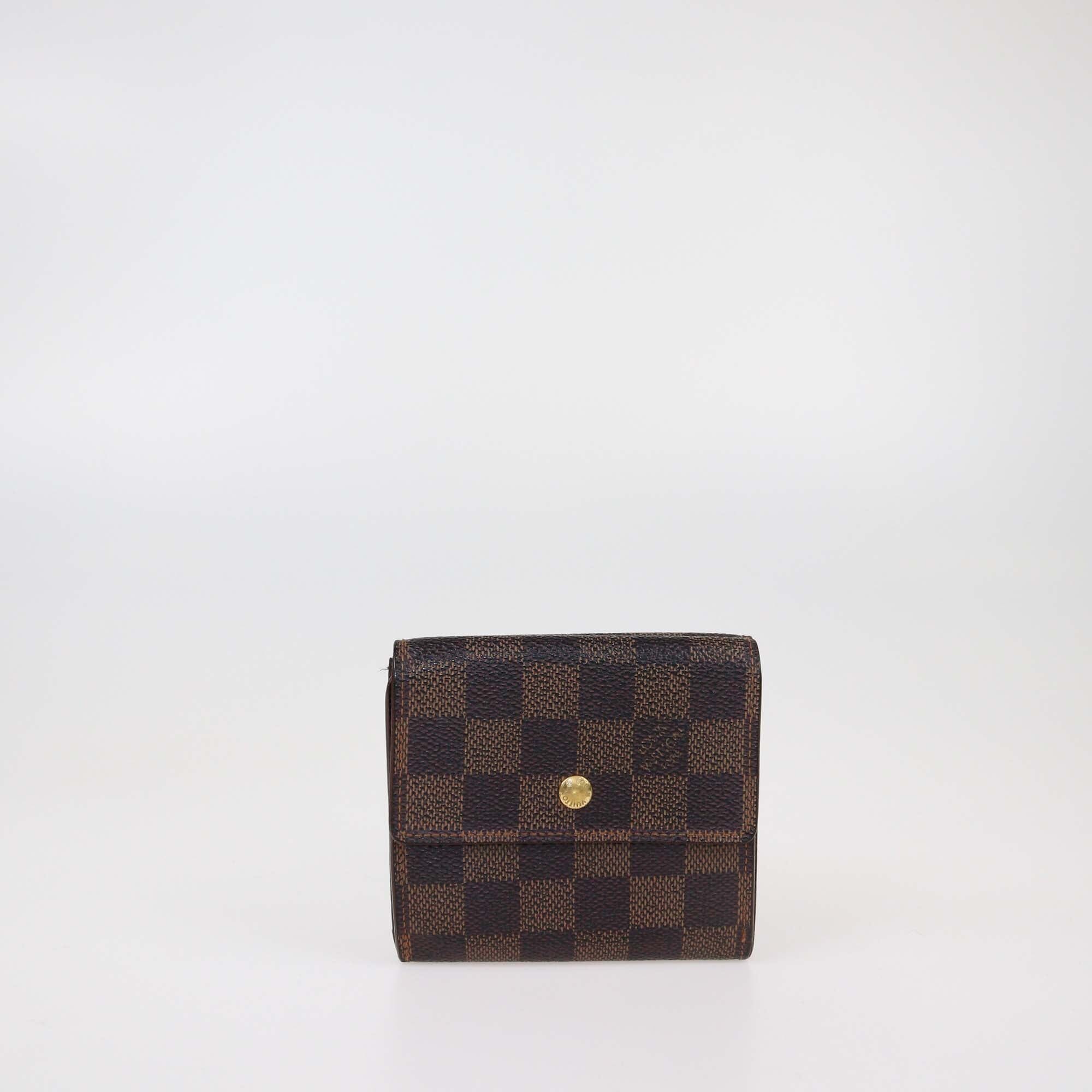 Louis Vuitton Damier Ebene Canvas Tri Fold Wallet Womens Louis Vuitton 