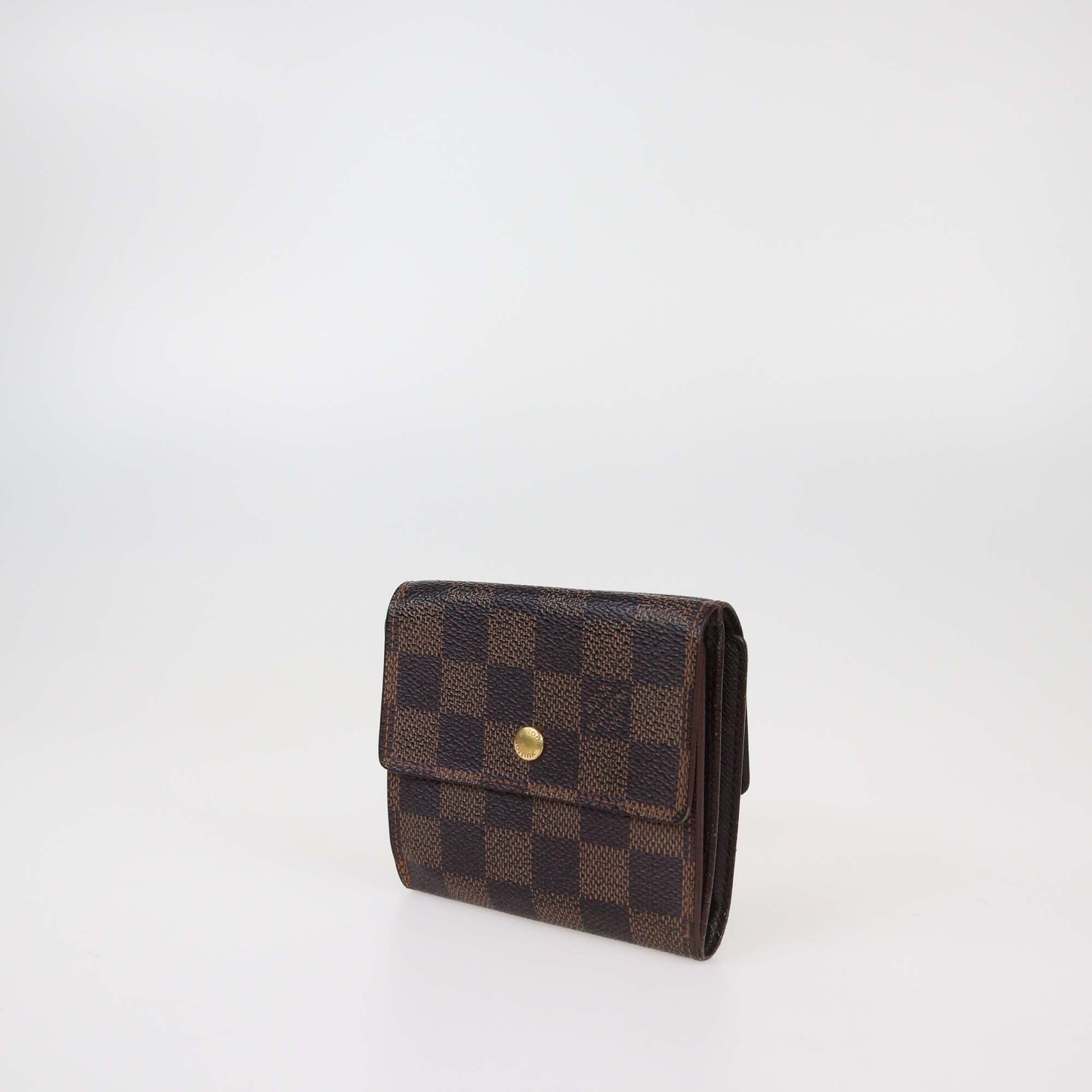 Louis Vuitton Damier Ebene Canvas Tri Fold Wallet Womens Louis Vuitton 