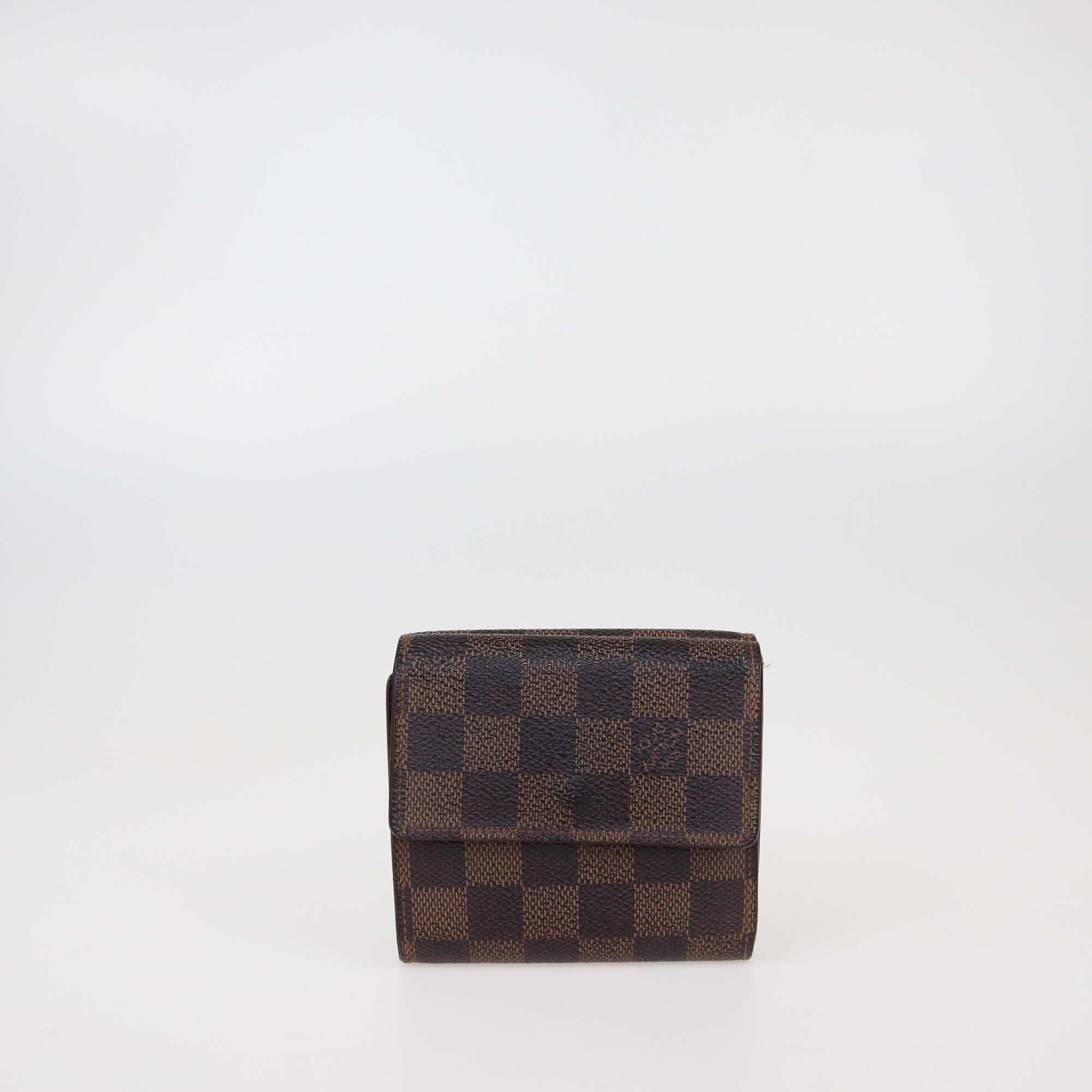 Louis Vuitton Damier Ebene Canvas Tri Fold Wallet Womens Louis Vuitton 