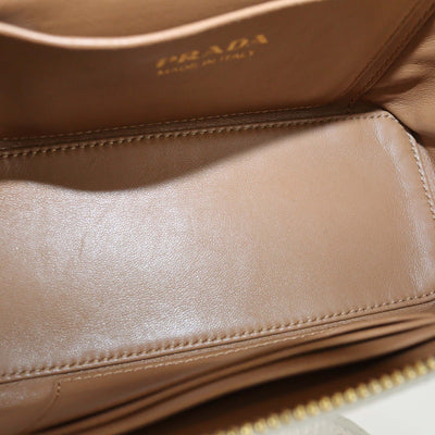 Prada White Leather Mini Vanity Top Handle Bag