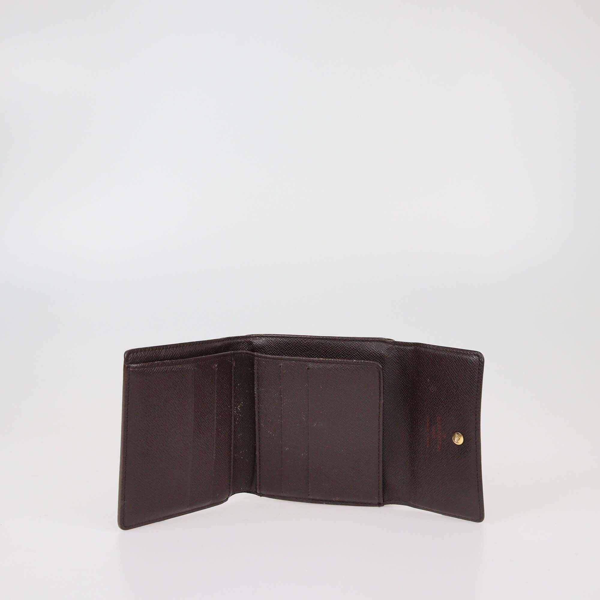 Louis Vuitton Damier Ebene Canvas Tri Fold Wallet Womens Louis Vuitton 
