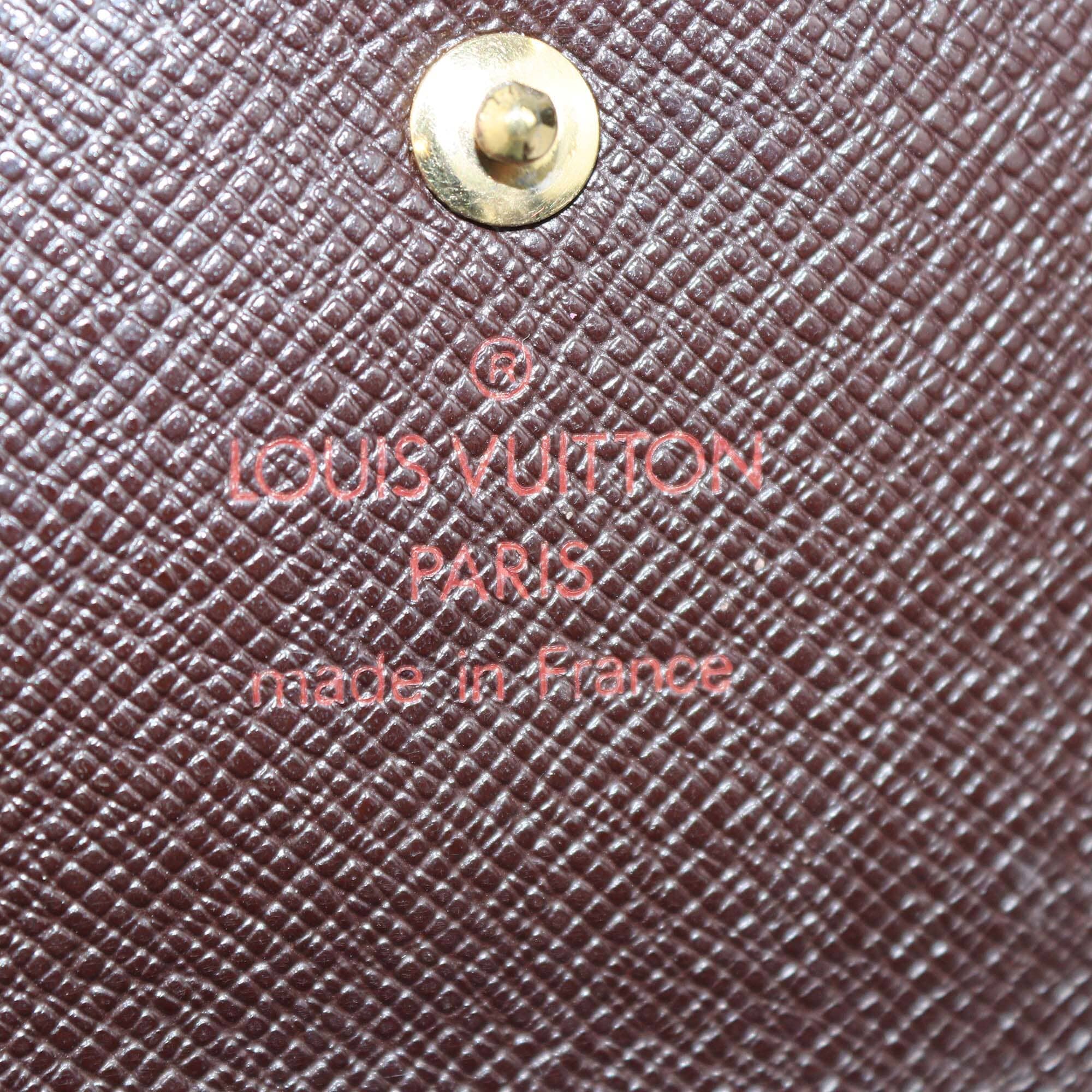 Louis Vuitton Damier Ebene Canvas Tri Fold Wallet Womens Louis Vuitton 