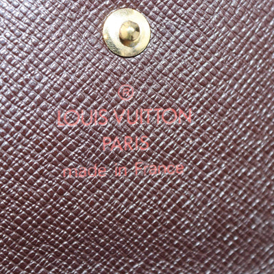Louis Vuitton Damier Ebene Canvas Tri Fold Wallet Womens Louis Vuitton 