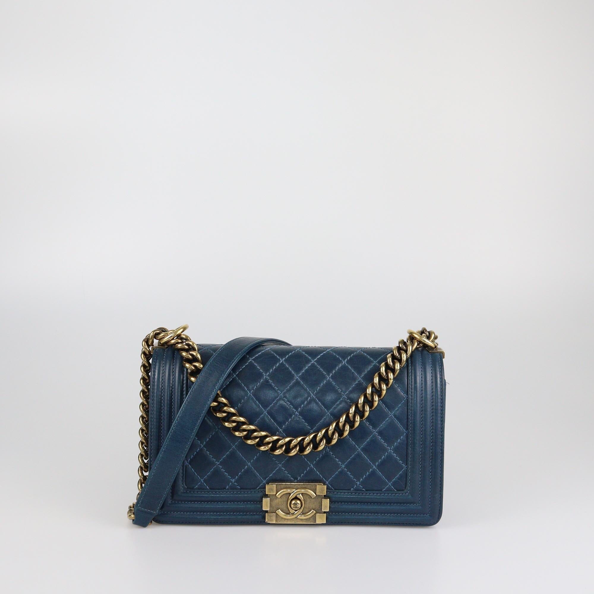 Chane Blue Quilted Medium Boy Flap Bag Womens Chanel 