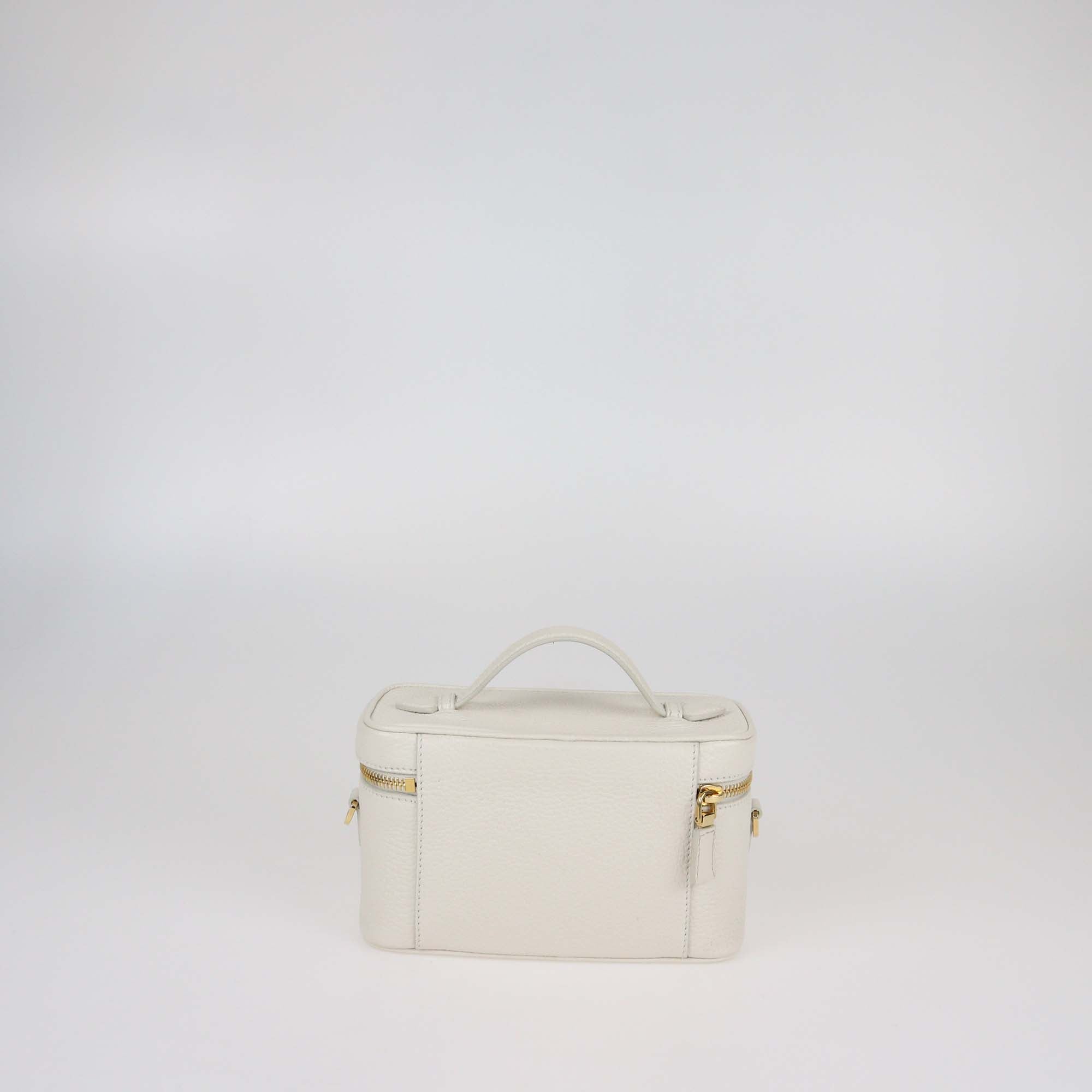 Prada White Leather Mini Vanity Top Handle Bag