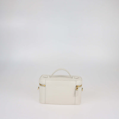 Prada White Leather Mini Vanity Top Handle Bag