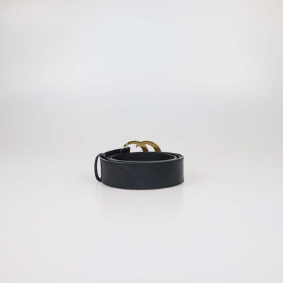 Gucci Black Leather GG Marmont Wide Belt