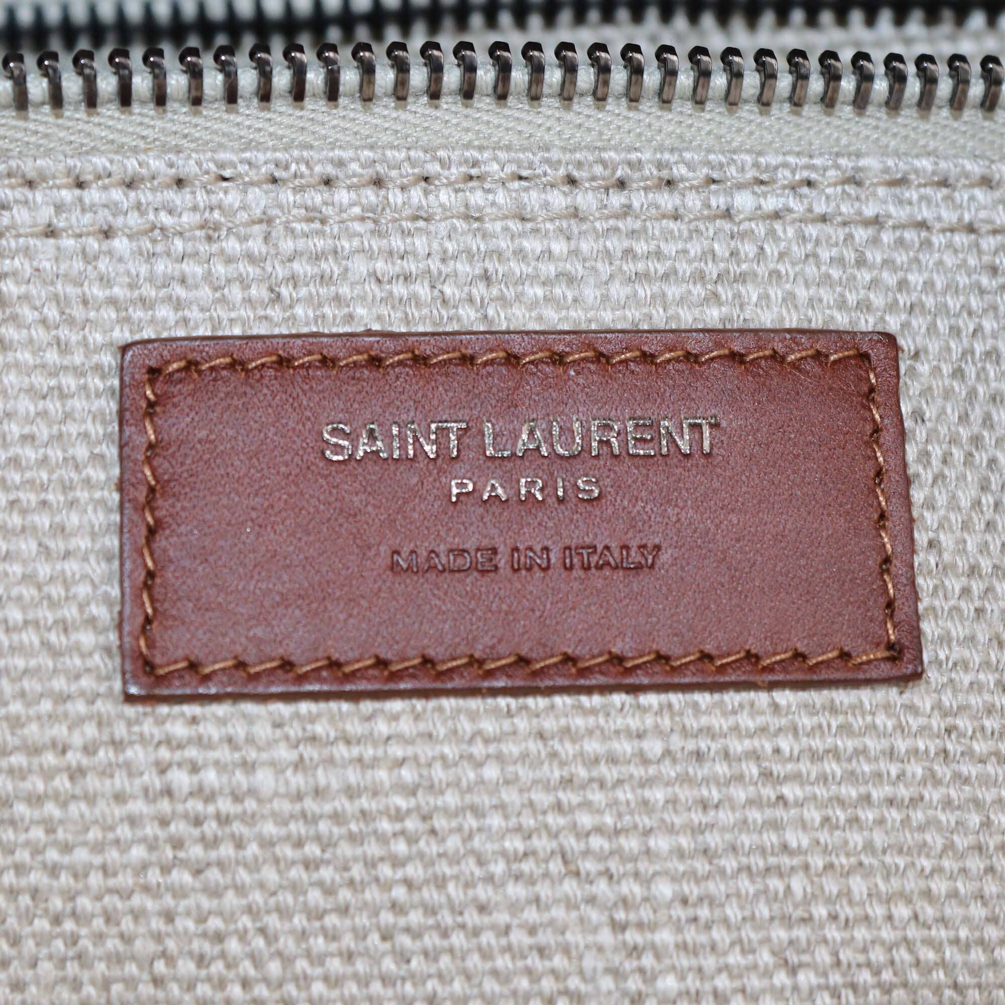 Saint Laurent Beige Canvas and Leather Large Rive Gauche Shopper Tote Womens Saint Laurent 