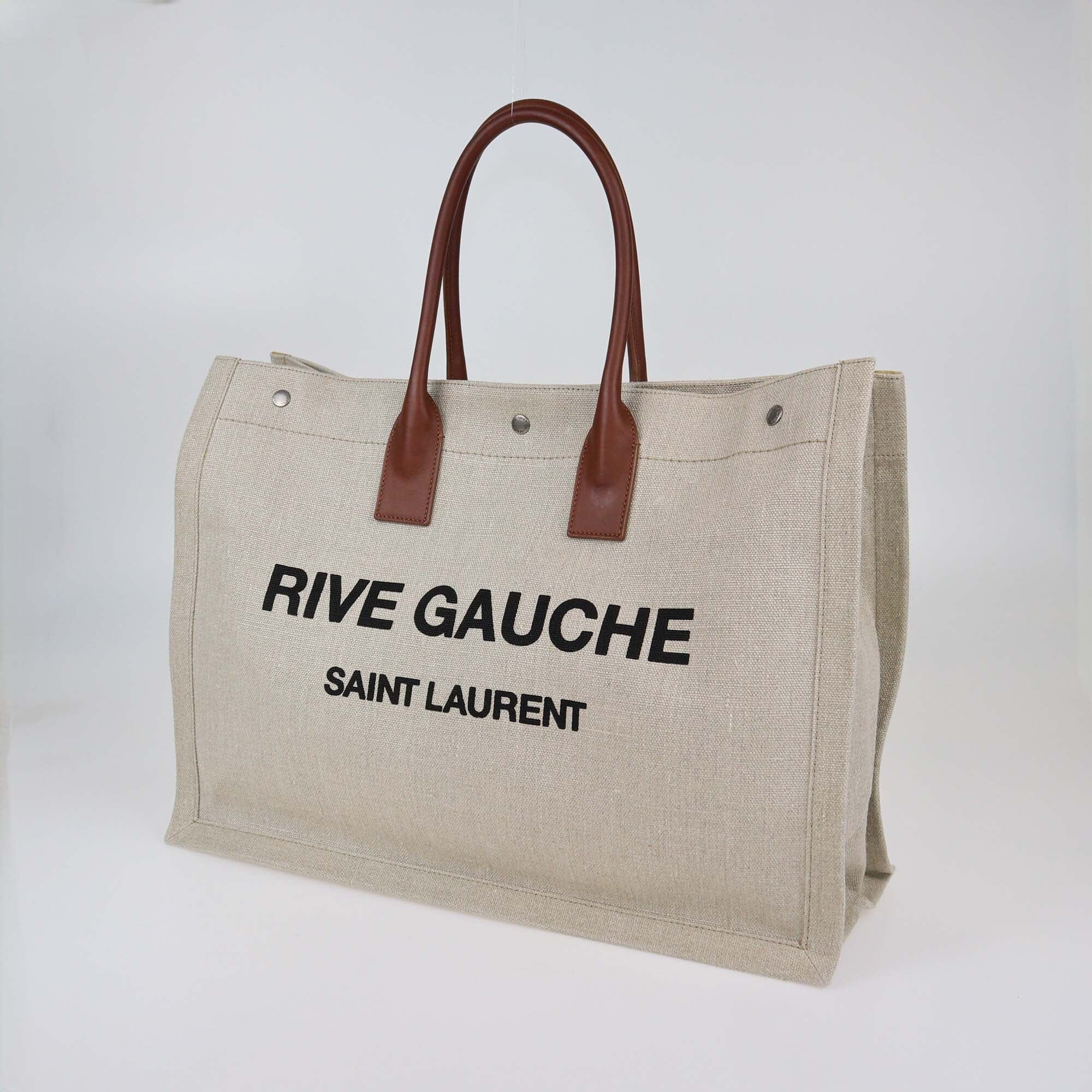Saint Laurent Beige Canvas and Leather Large Rive Gauche Shopper Tote Womens Saint Laurent 