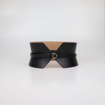 Alaia Black Leather Double Bustier Belt