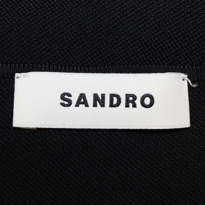 Sandro Black Viscose Knitted One Shoulder Fringe Midi Dress