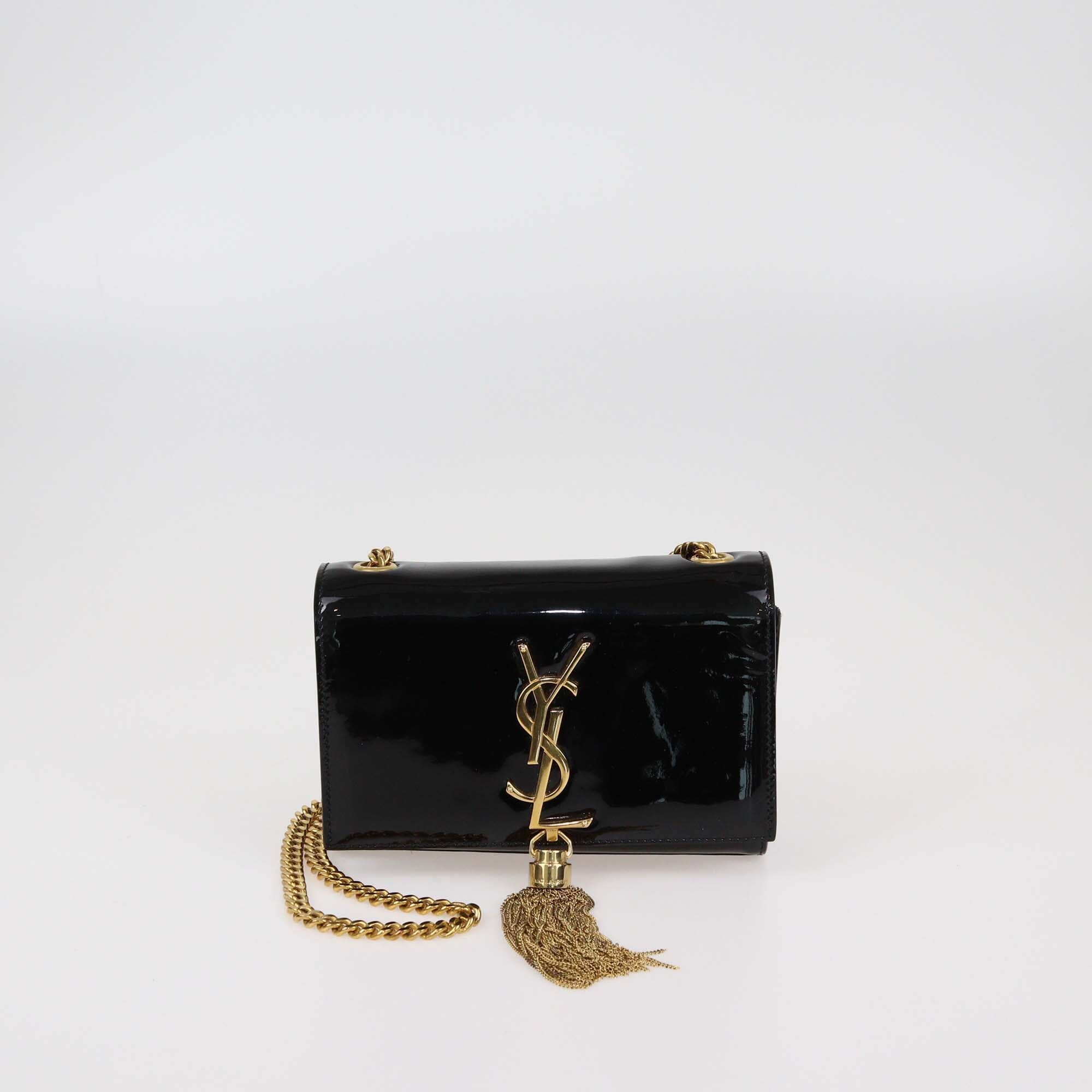 Saint Laurent Black Patent Leather Small Kate Tassel Crossbody Bag Womens Saint Laurent 