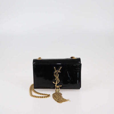 Saint Laurent Black Patent Leather Small Kate Tassel Crossbody Bag Womens Saint Laurent 