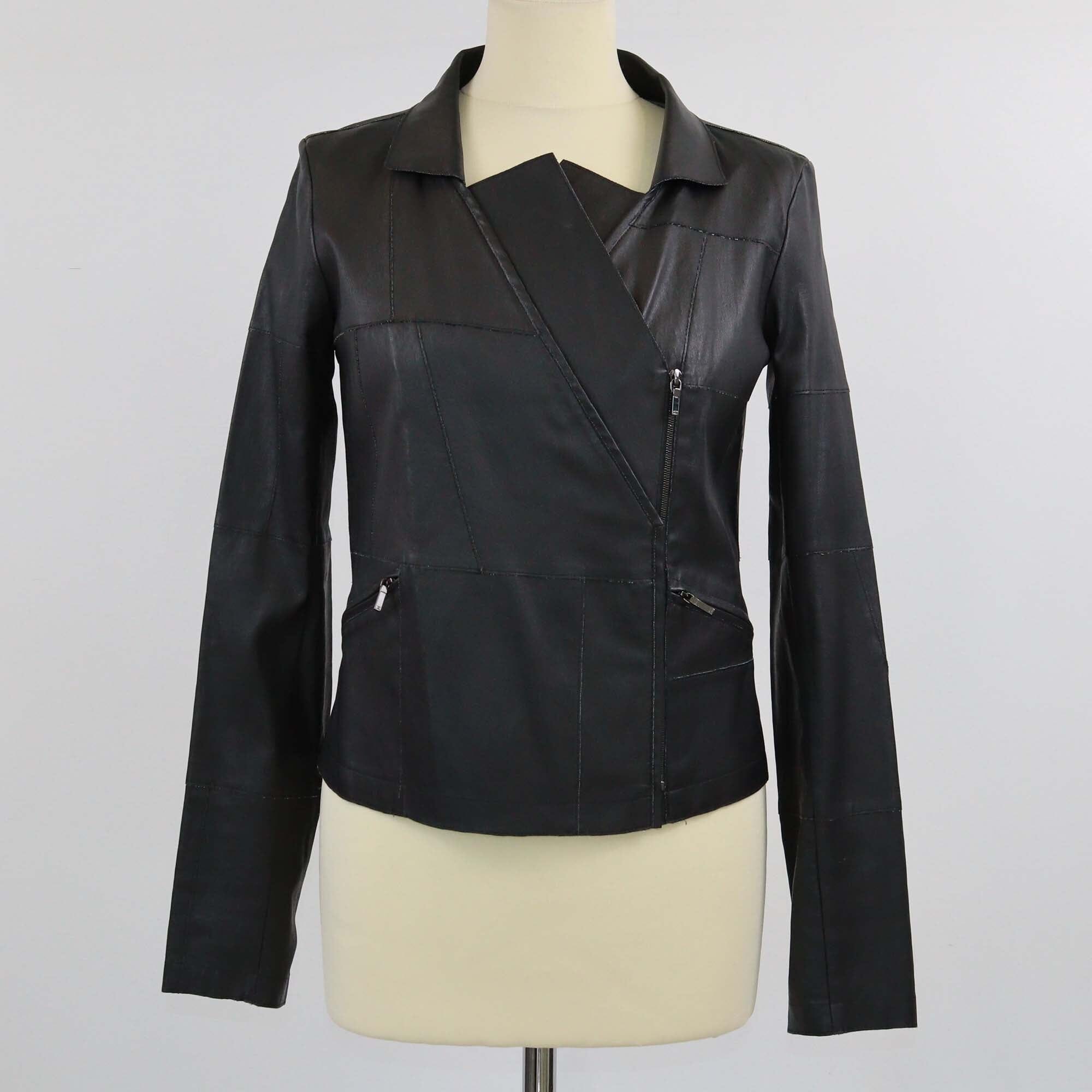 Chanel Black Classic Zip Detailed Biker Jacket Womens Chanel 