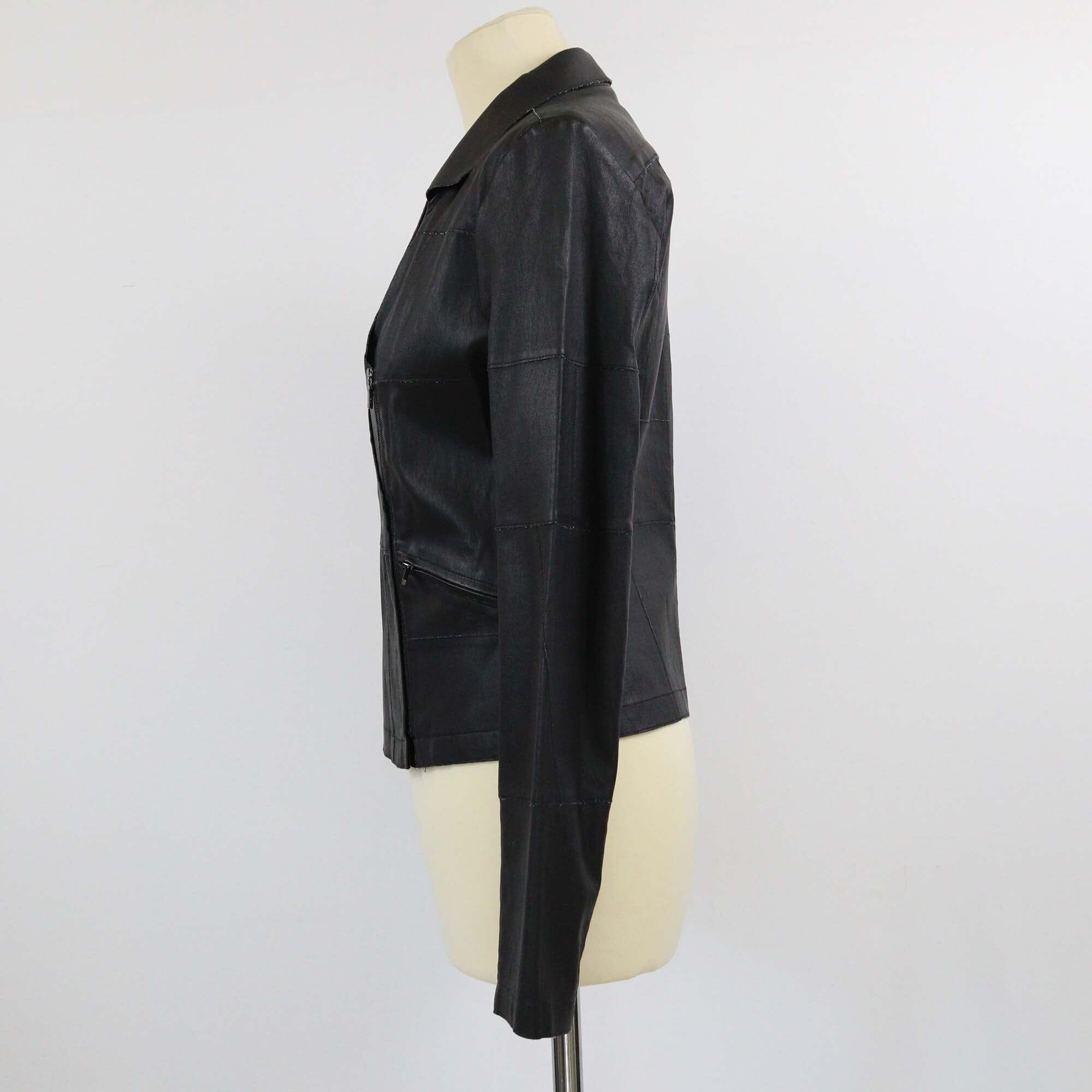 Chanel Black Classic Zip Detailed Biker Jacket Womens Chanel 