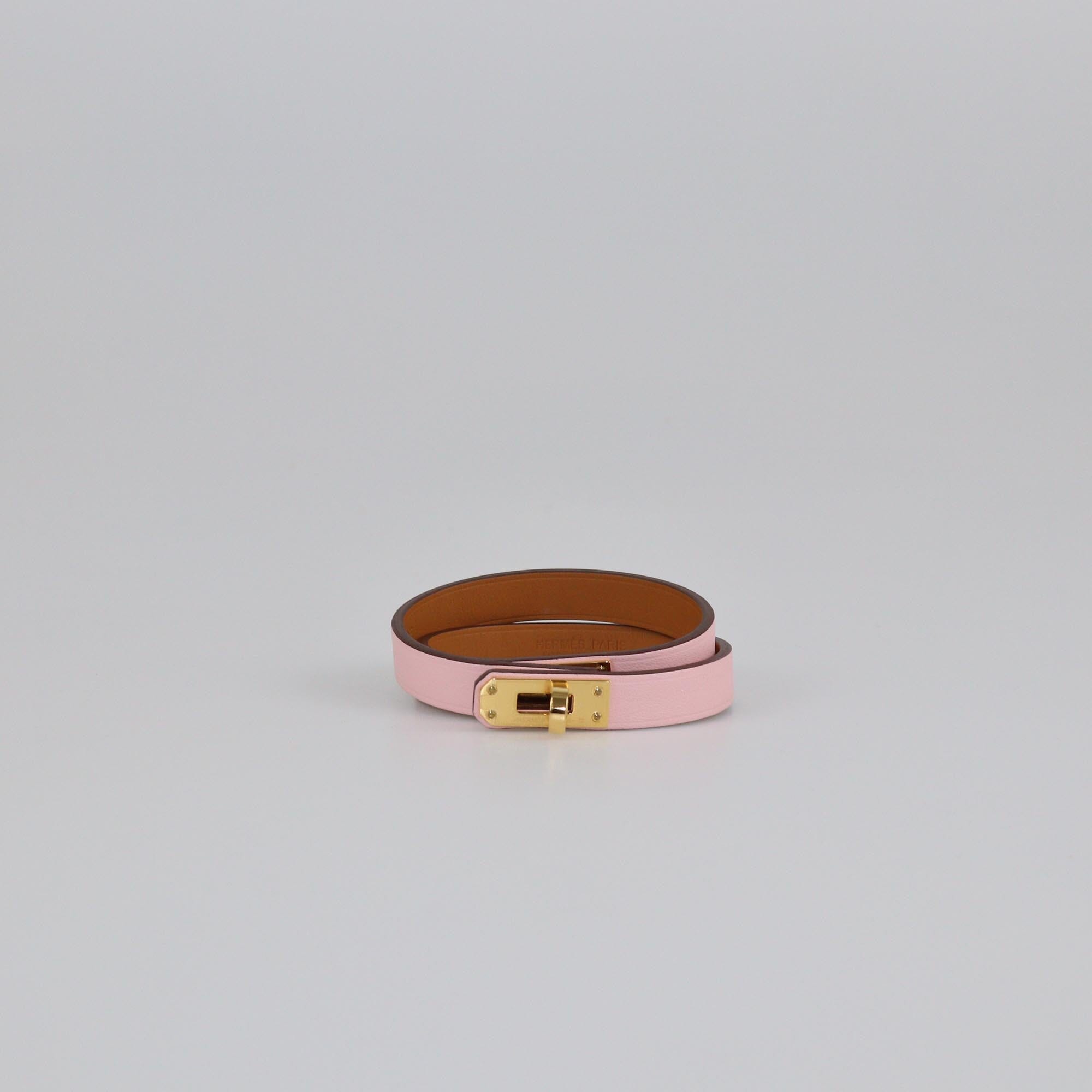 Hermes Mauve Pale Pink Mini Kelly Double Tour Bracelet Womens Hermes 