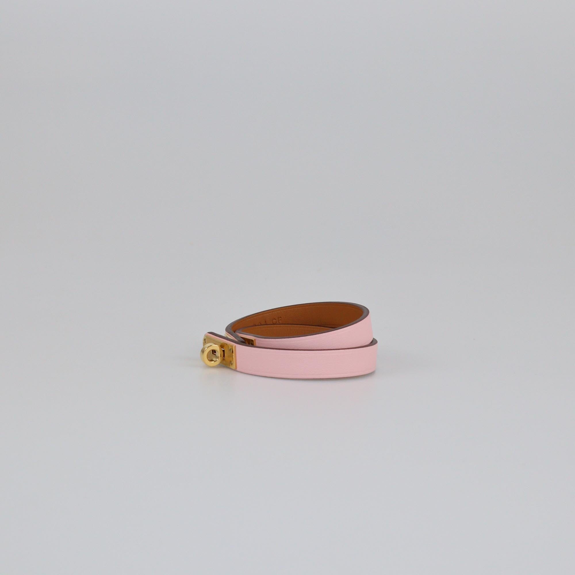 Hermes Mauve Pale Pink Mini Kelly Double Tour Bracelet Womens Hermes 