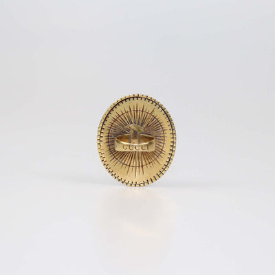 Gucci Aged Gold Metal Turquoise Beetle Cocktail Ring M