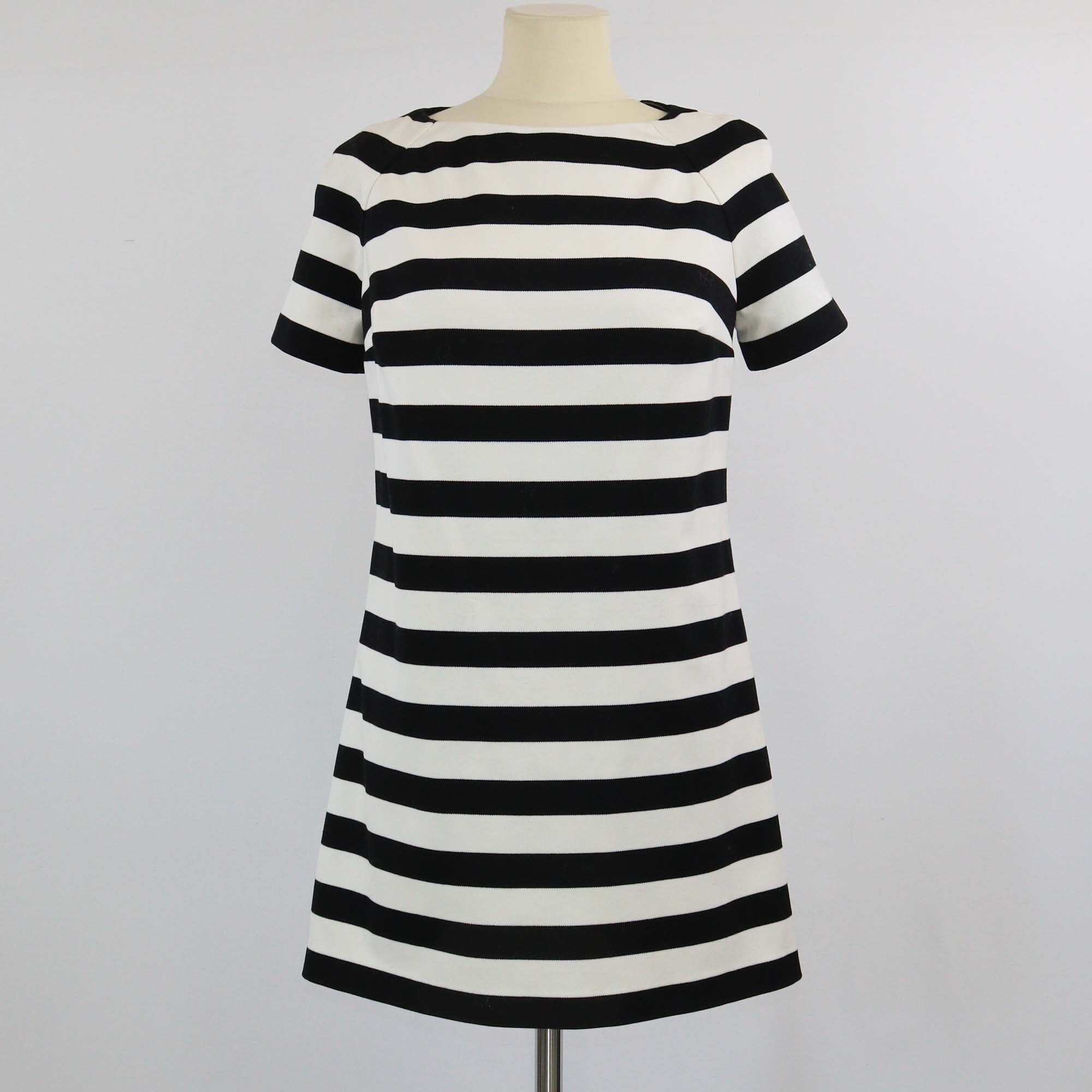 Christian Dior Black/White Stripe Shortsleeve Mini Dress Womens Christian Dior 