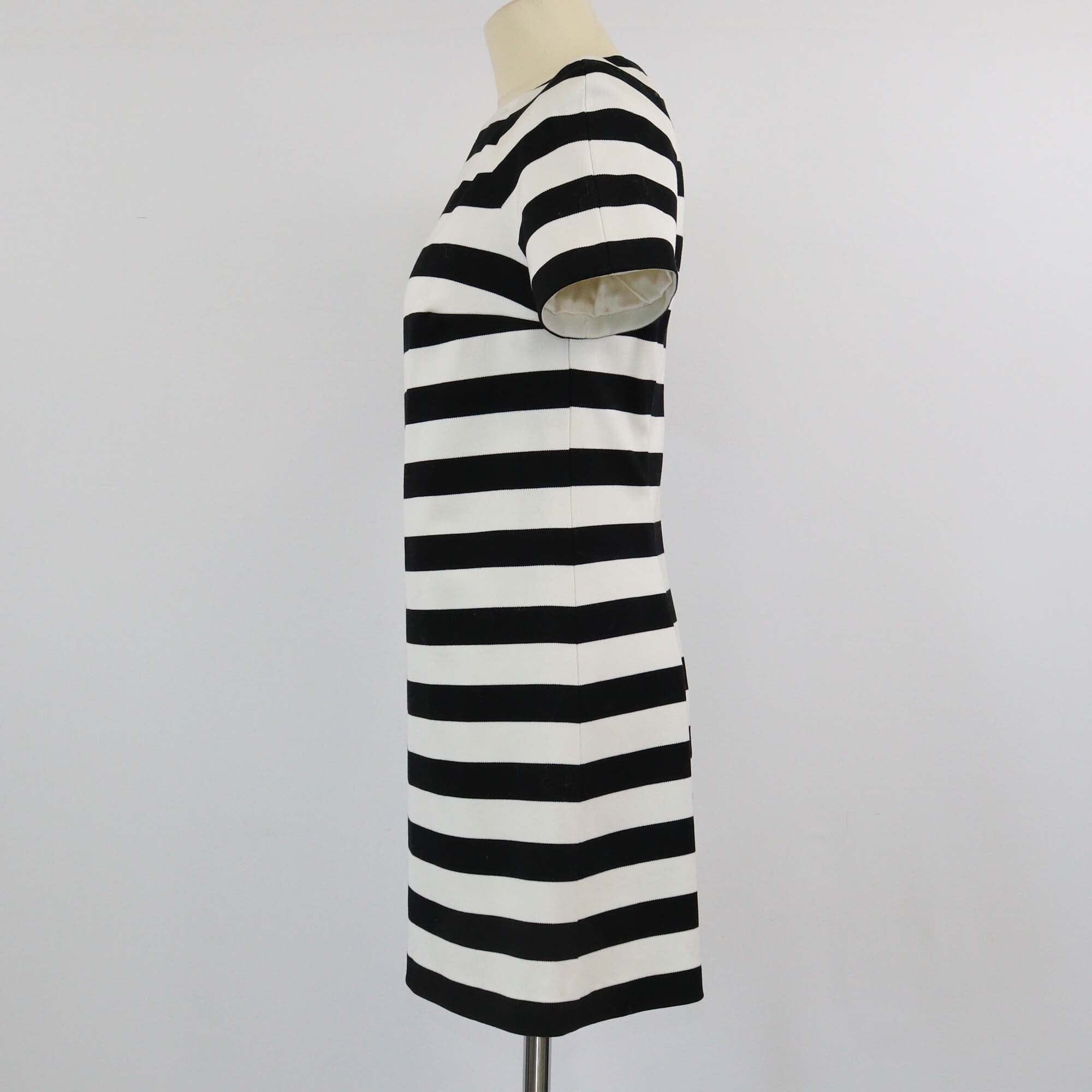 Christian Dior Black/White Stripe Shortsleeve Mini Dress Womens Christian Dior 