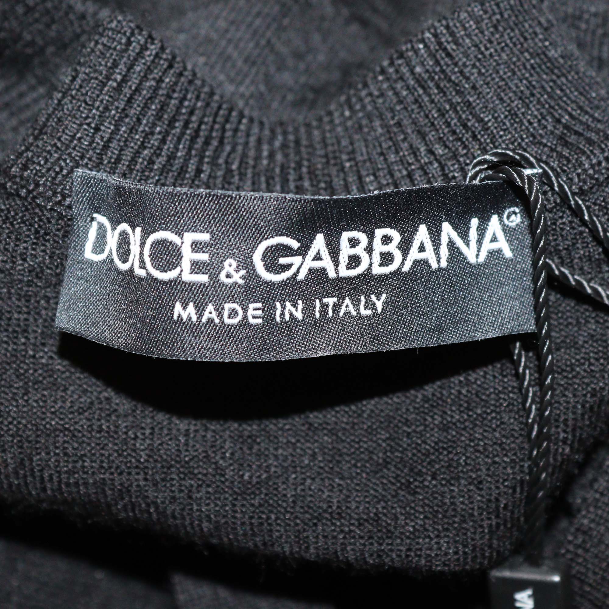 Dolce & Gabbana Black Cashmere & Silk Crystal Buttons Cardigan