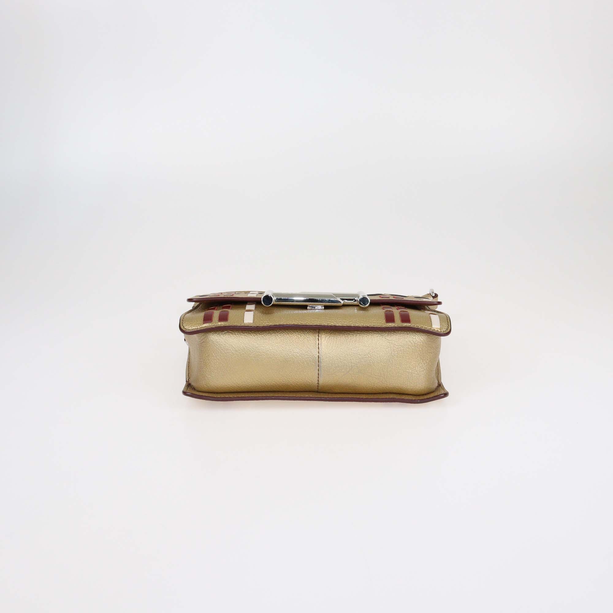 Tod's Gold/Multicolor Leather Double T Shoulder Bag