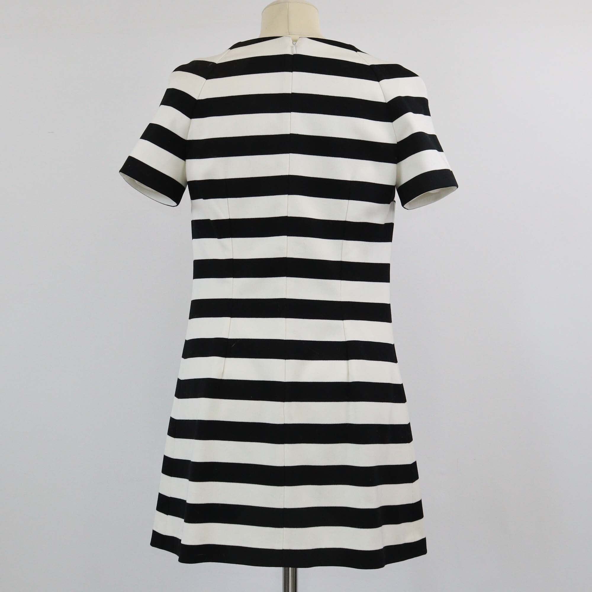 Christian Dior Black/White Stripe Shortsleeve Mini Dress Womens Christian Dior 