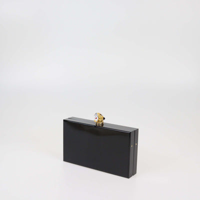 Charlotte Olympia Black Leopard Head Acrylic Clutch Womens Charlotte Olympia 