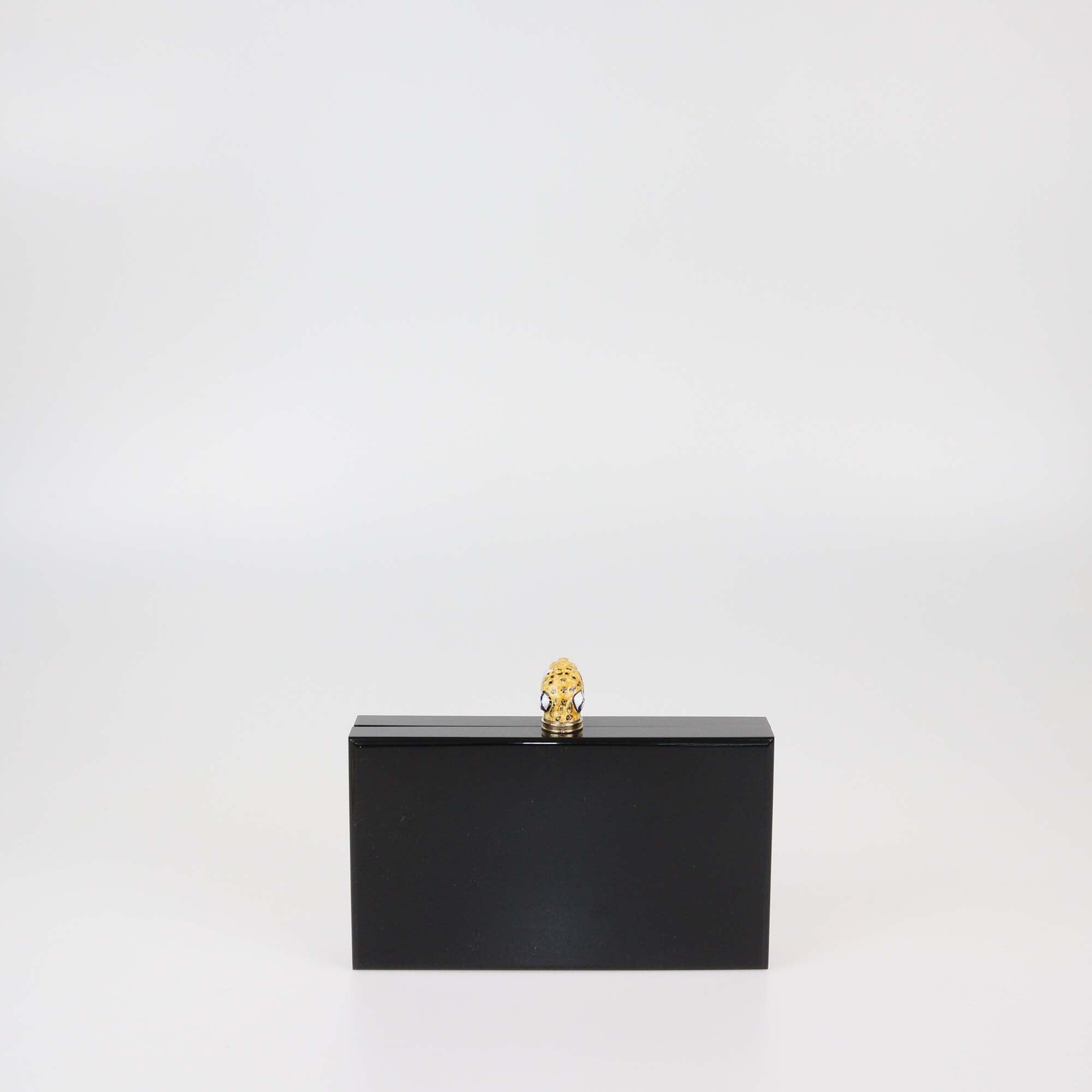 Charlotte Olympia Black Leopard Head Acrylic Clutch Womens Charlotte Olympia 