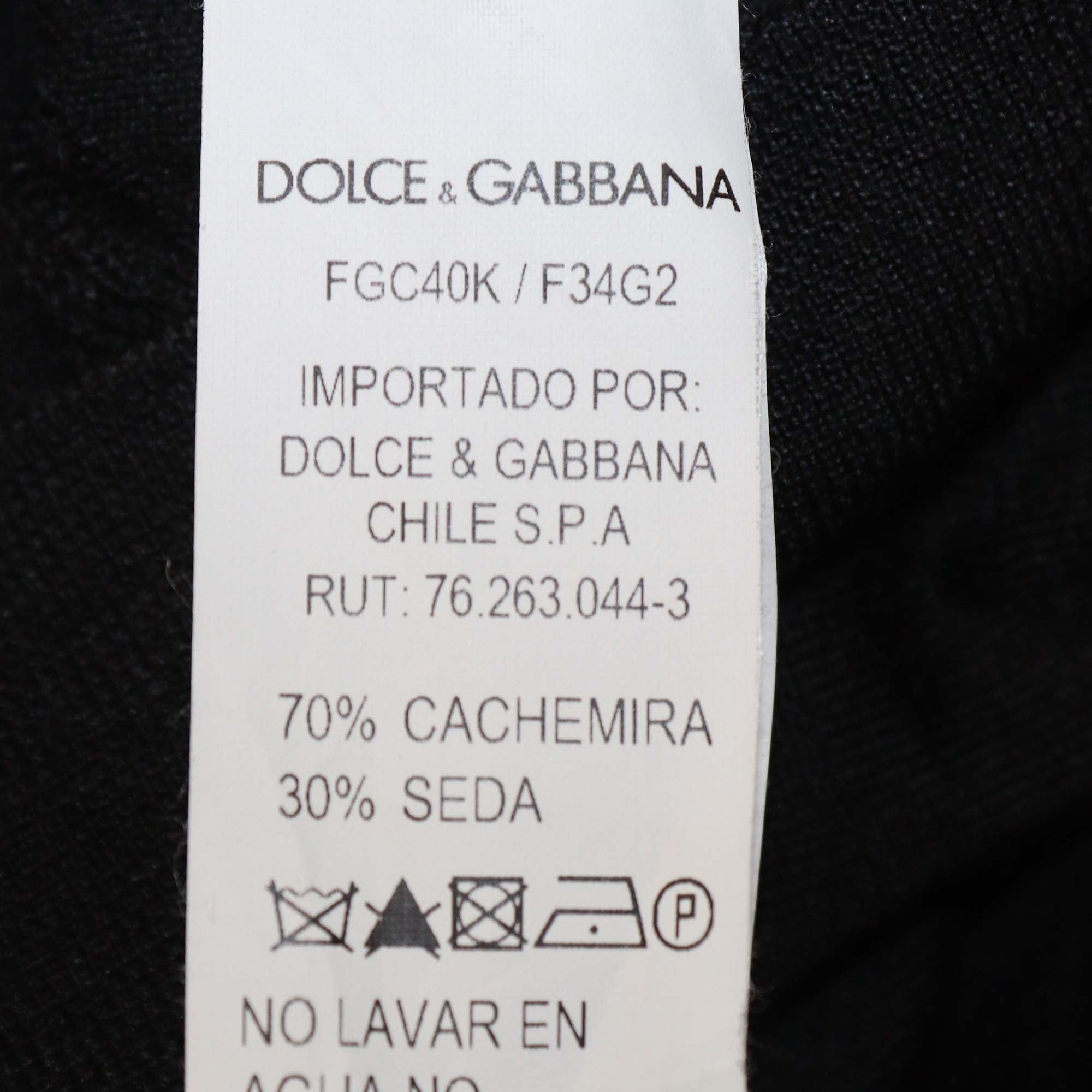 Dolce & Gabbana Black Cashmere & Silk Crystal Buttons Cardigan