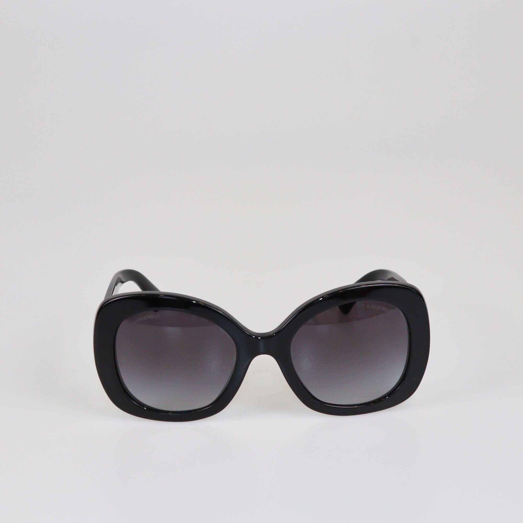 Chanel Black/White Gradient Crystal Embellisment Oversized Sunglasses Womens Chanel 