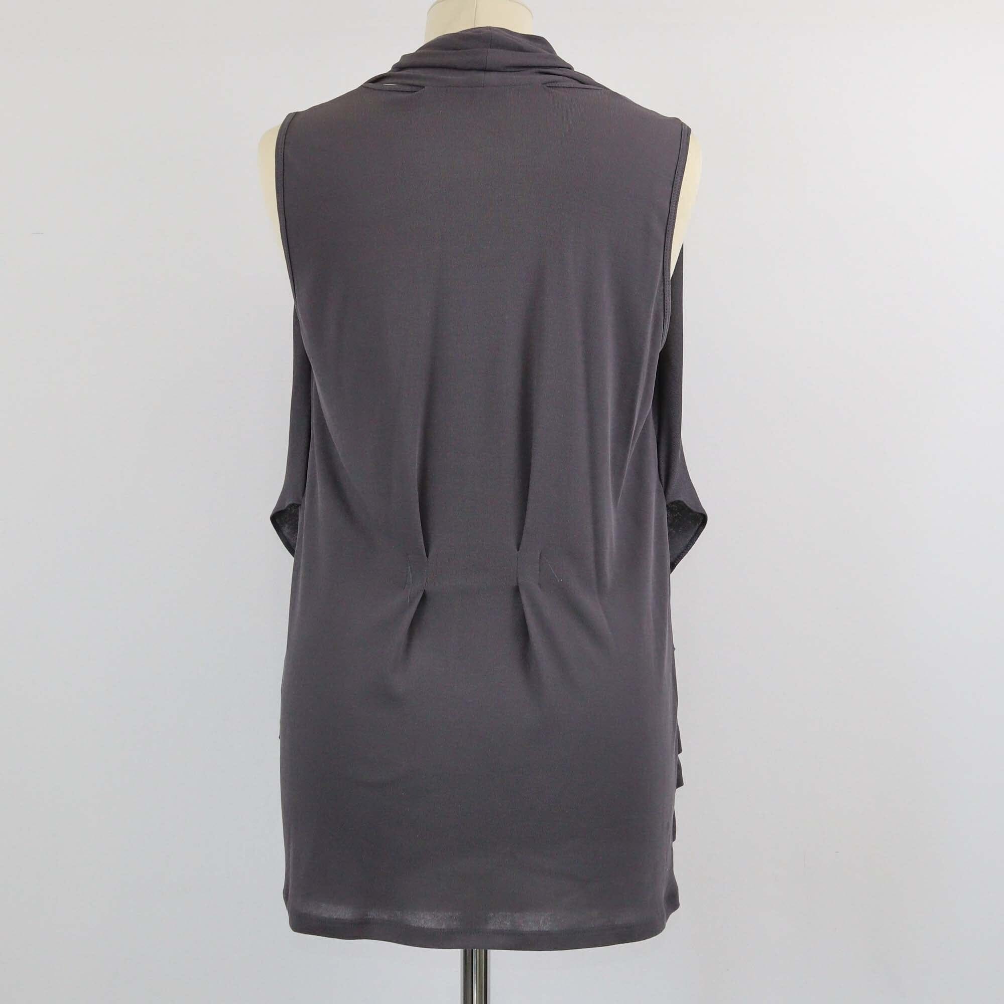 Brunello Cucinelli Dark Grey Draped Sleeveless Top Womens Brunello Cucinelli 