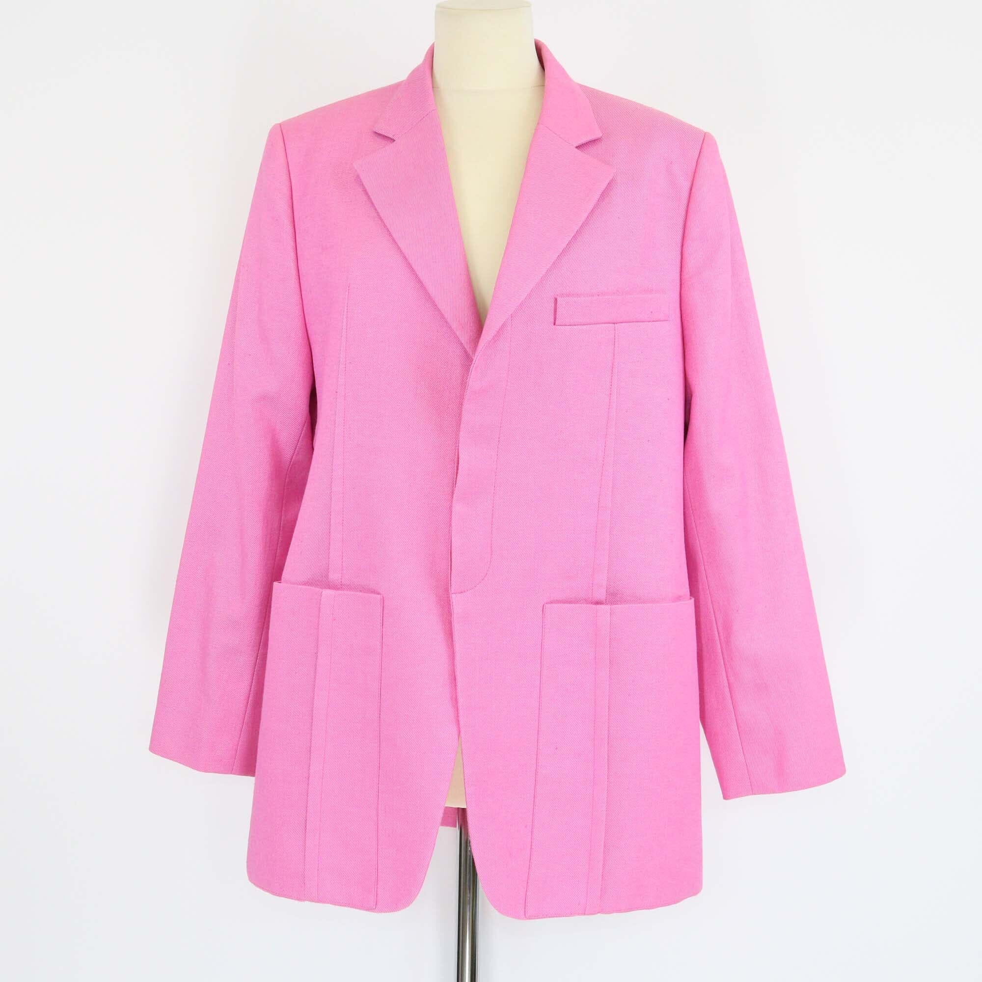 Jacquemus Pink Gabardine Linen Blend Single Breasted Le Splash Blazer Womens Jacquemus 