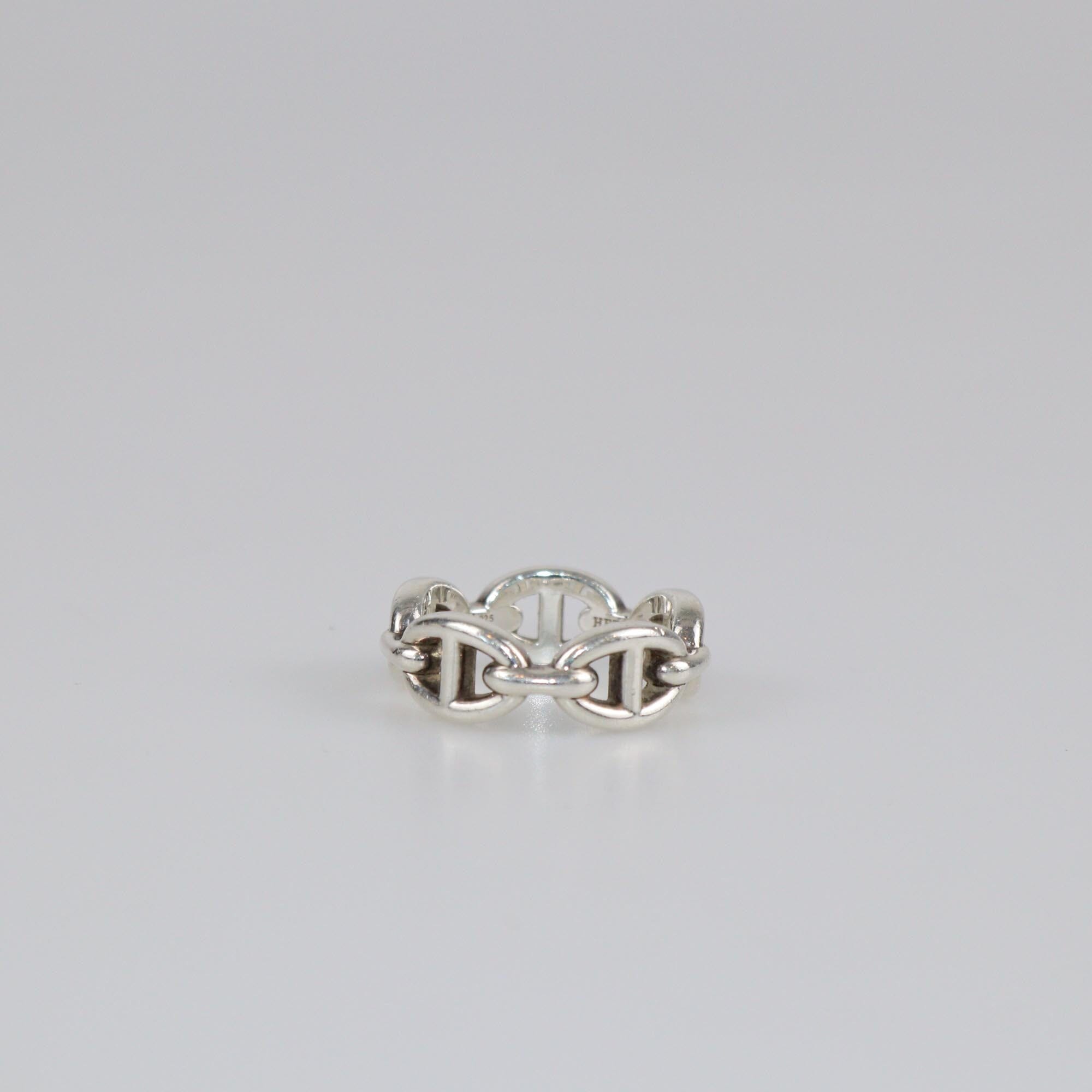 Hermes Silver Chaine D'Ancre Sterling Silver Ring Size 52 Womens Hermes 