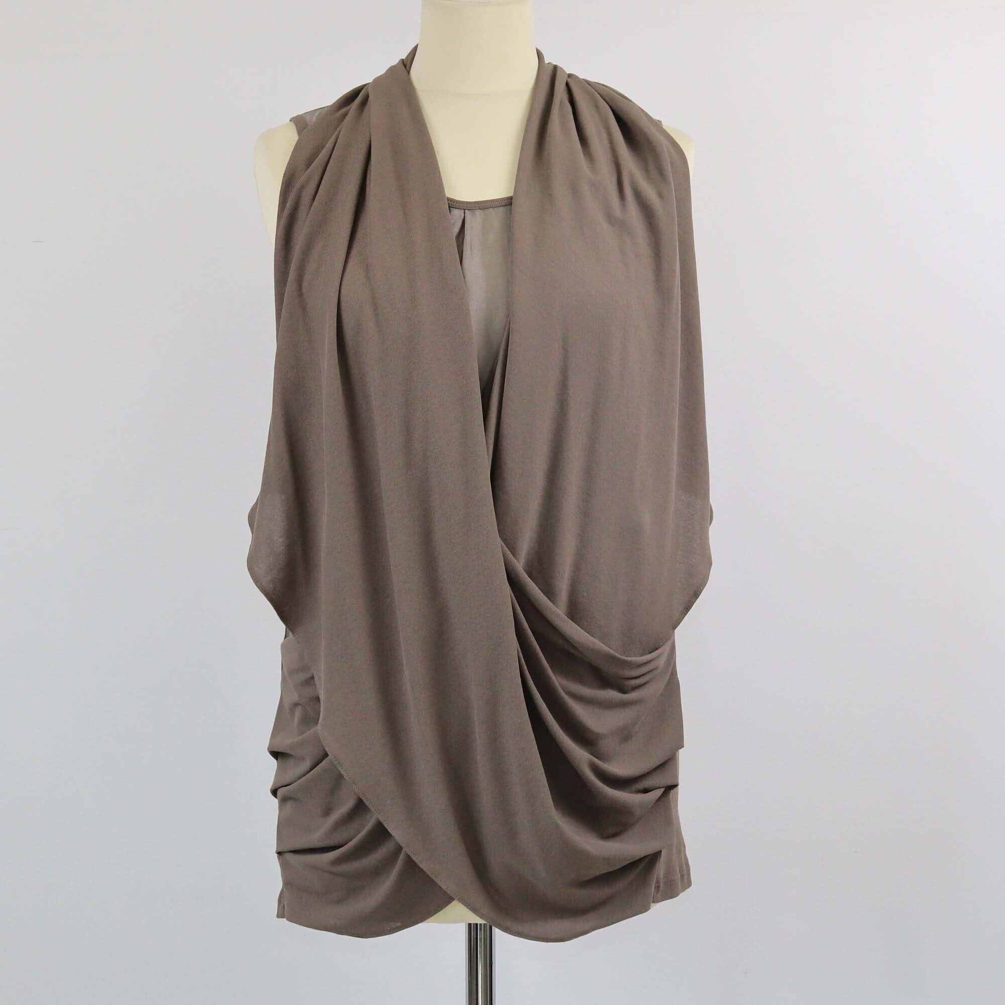 Brunello Cucinelli Brown Draped Sleeveless Top Womens Brunello Cucinelli 