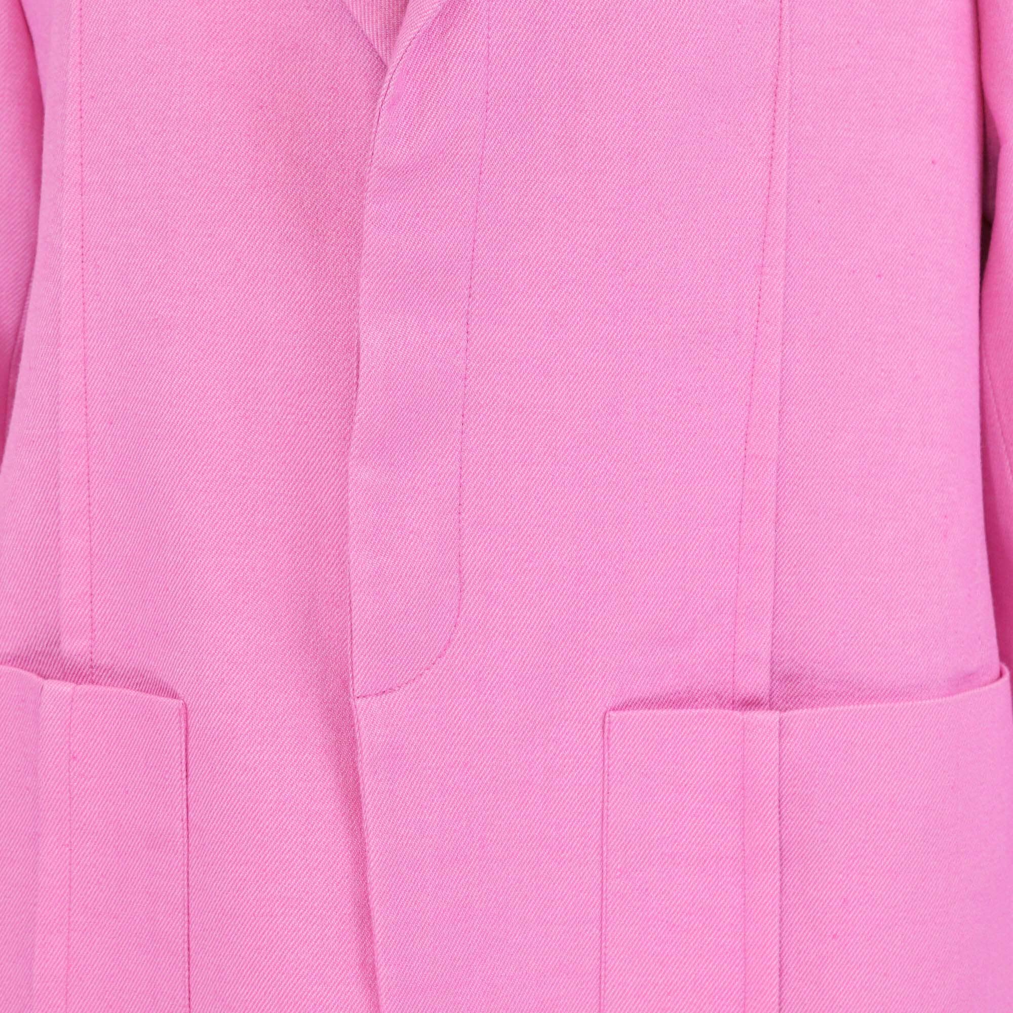 Jacquemus Pink Gabardine Linen Blend Single Breasted Le Splash Blazer Womens Jacquemus 
